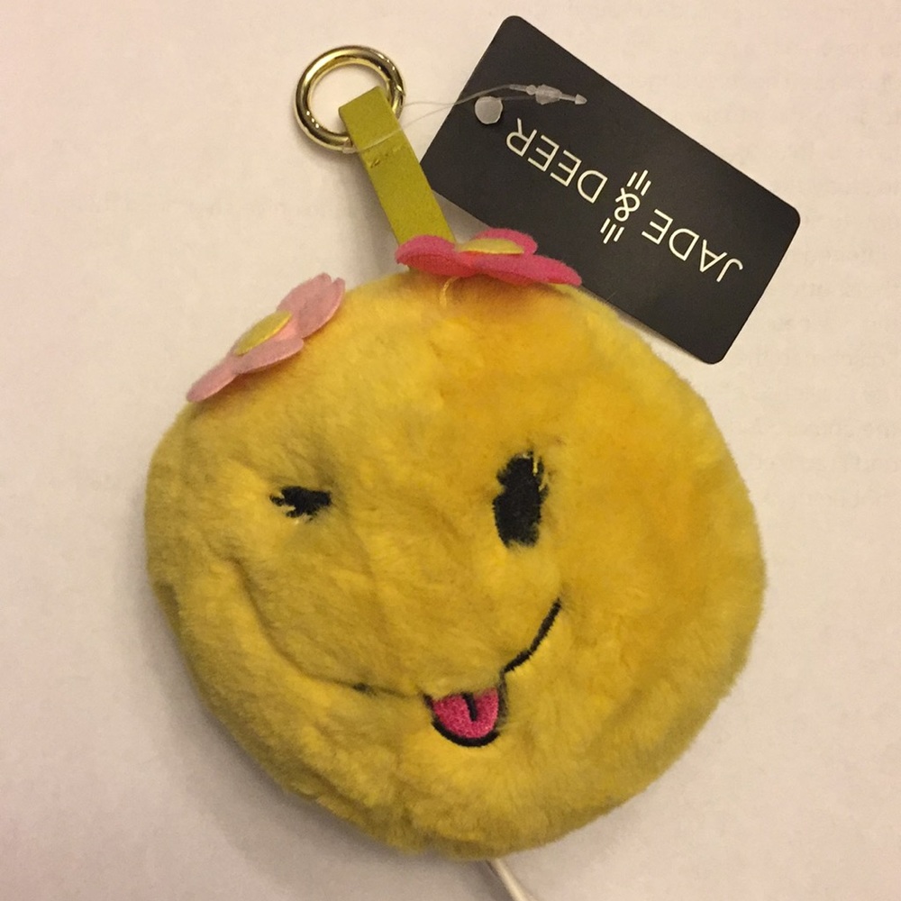 New with tag JADE and DEER ADORABLE WINK EMOJI 😉Furry CHARGING BAG CHARM.
